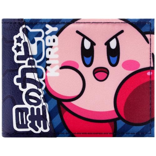 Kirby Return To Dream Land Star Allies Sguardo Intenso Portafoglio/Portamonete Bi-Fold ID & Porta-Carte, Blu