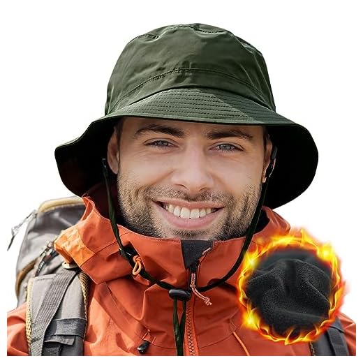 Comhats Waterproof Winter Bucket Hats for Men Women Warm Fleece Lined Rain Hats for Walking Hiking Fishing Outdoor Cold Weather Hats Windproof XL - XXL Green