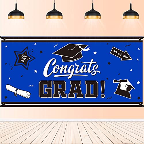 Graduation Backdrop Banner Blue Large Congrats Grad Party Supplies Decorations Photography Background For 2023 Graduation Party #TOP22