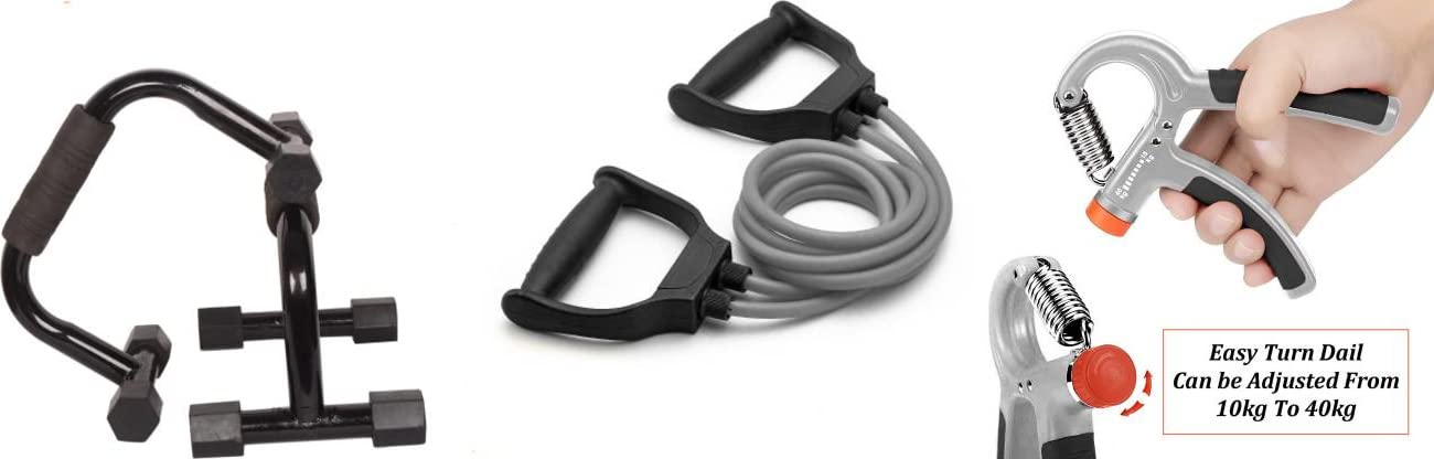 Metal Push Up Bar Stand, Double Toning Tube & Hand Gripper For Your Home/Gym Exercise Fitness For All Age Group (Sports Kit)-image-22