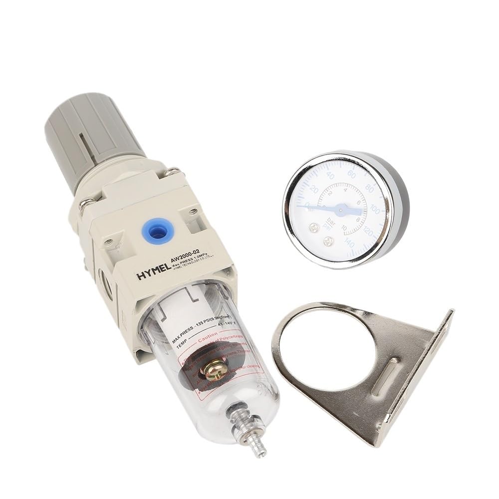 Sftsvfeo 10Mm Aw2000-02 Pneumatic Compressor Air Filter Source Treatment Filters Pressure Regulator Gauge Oil Separator