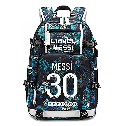 Lorh's store Fußballer Star Lionel Messi leuchtender Multifunktionsrucksack Nummer 10 Reisestudentenrucksack Fußballfans Büchertasche für Männer Frauen (B-Muster 3) Cover