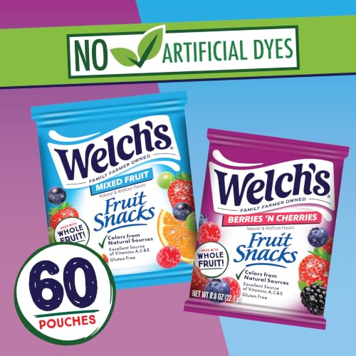 Welch's Fruit Snacks, Mixed Fruit & Berries 'N Cherries, 0.8 oz, 60 Ct - Image 3