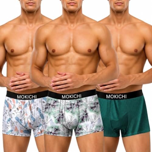 Image of Men's Premium Microfiber Printed Boxer Briefs for Men | Soft, Breathable, Stretchable Innerwear | Moisture Wicking Comfort Trunks Prints
