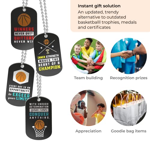 Inkstone Basketball Dogtag Necklaces | Motivational Winners Never Quit, Quitters Never Win | 12 Pack | Encouraging Gift for Teams, Players, and Employee4
