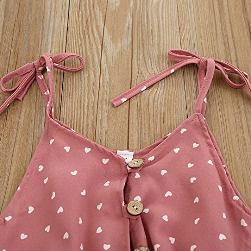 Toddler Girl Clothes 5T Baby Strap Sleeveless One Piece Halter Romper Casual Summer Jumpsuit, Pink Heart 2-3T/100Cm #TOP3