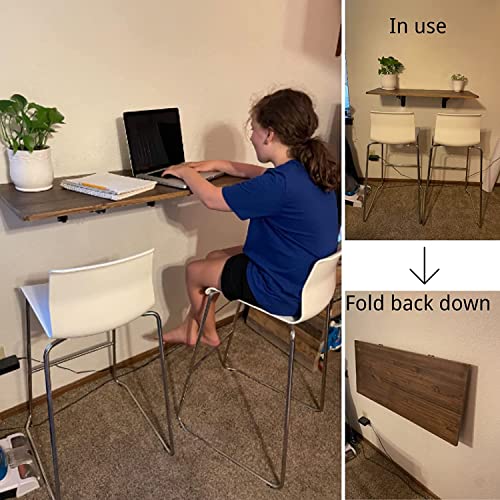 Image of Folding Shelf Brackets with Screws 2 Piece Heavy Duty Metal Collapsible Triangle Shelf Bracket, DIY Wall Mounted Folding Table Hinge Space Saving Folding Brackets - Black (30cm)