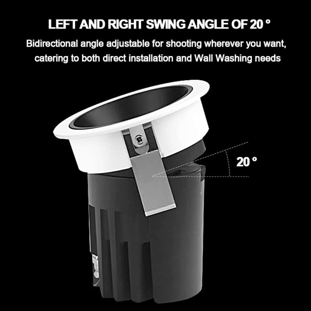 XBTGS 8 focos LED empotrables – 7,6 cm reajuste de globo ocular GHT redondo de aluminio Bafle Trim LED empotrable luz de día acabado negro tamaño de corte GHT 75 mm, 6000 K, 6000 K