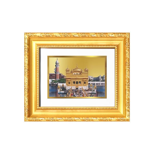 Image of DIVINITI Sachkhand Shri Darbar Sahib (Golden Temple) 24K Gold Plated Foil Wall and Tabletop Photo Frame for Home Decor, Puja Room, Luxury Gifting | DG Frame 103 S1 (16x13.5 CM)