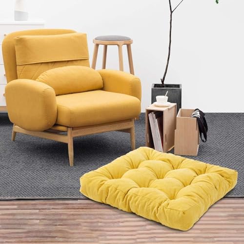 Image of Floor Pillow, Square Meditation Pillow for Seating on Floor Solid Thick Tufted Seat Cushion Meditation Cushion for Yoga Living Room Sofa Balcony Outdoor