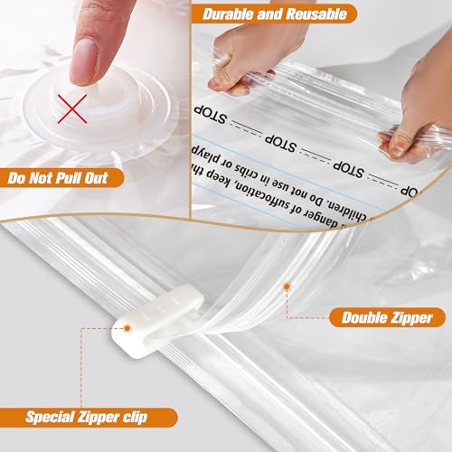 Image of Storage Master Space Saver Bags for Travel and Home Reusable Vacuum Storage Bags Save 80% More Storage Space Work with Vacuum Cleaner (12 Combo with Electric Pump)