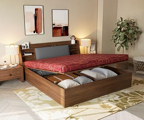 Wakefit Bed | 1 Yr Warranty | King Size Bed, Hydraulic Storage & Foam-Cushioned Upholstery Headboard, Density:680–750 kg/m³, Termite & Borer Resistant