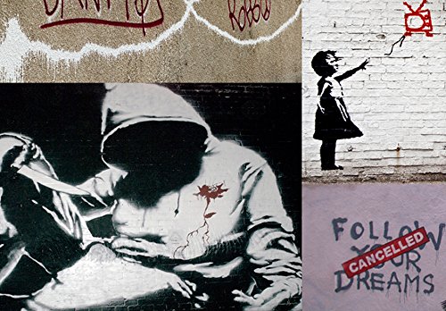 murando Canvas Wall Art 200x100 cm / 79"x40" Non-woven Canvas Prints Image Framed Artwork Painting Picture Photo Home Decoration 5 pcs banksy collage i-C-0092-b-n - Image 4