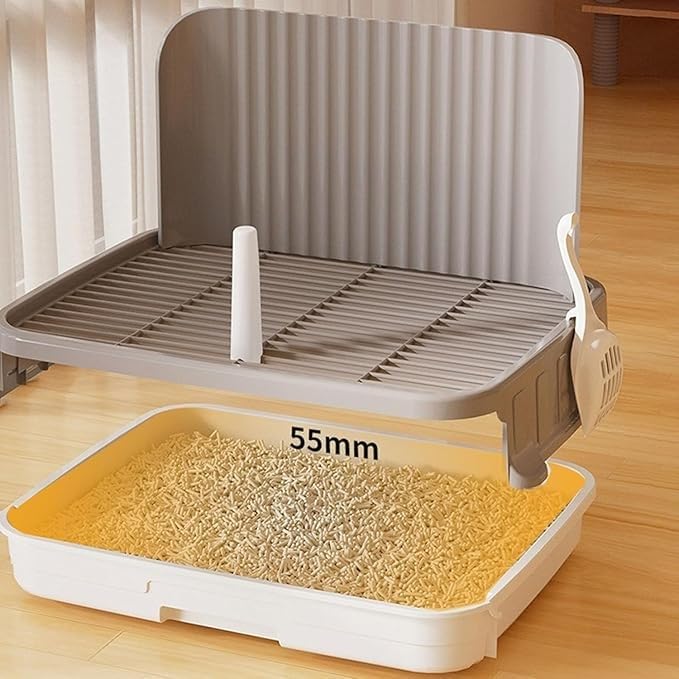 Inodoro para perros con protector contra salpicaduras, adiestramiento de perros, columna de pared, gato, rejilla extraíble, bañera blanca, limpieza rápida, a prueba de fugas