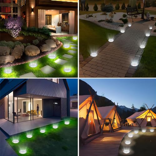 Luzes solares de solo, 12 LEDs Luzes solares à prova d'água luzes jardim ao ar livre, para Luzes de