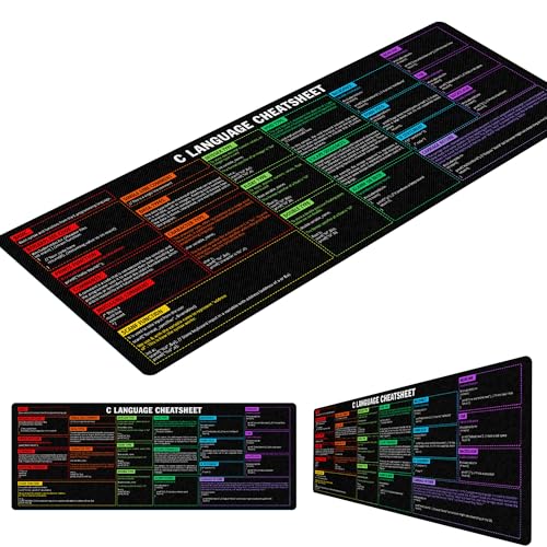 Image of C Programming Language Cheat Sheet Mouse Mat KMH Mouse Pad for Coders, Developers, Large Desk Mat, C Basics Mousepad Essential Computer Accessories for Study, Work, and Reference Purposes