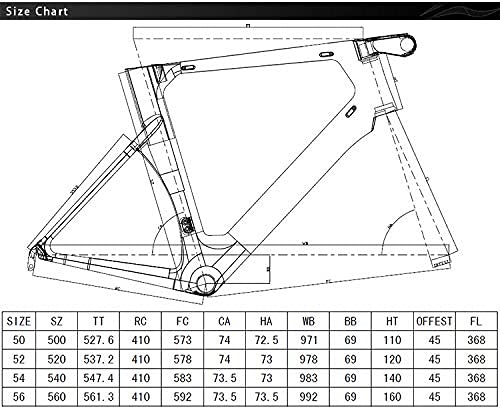 Super Light Monocoques Carbon Road Bike Frame One-Piece Carbon Fiber Racing Bike Frameset With Stem (Black Matte, 56Cm) #TOP6