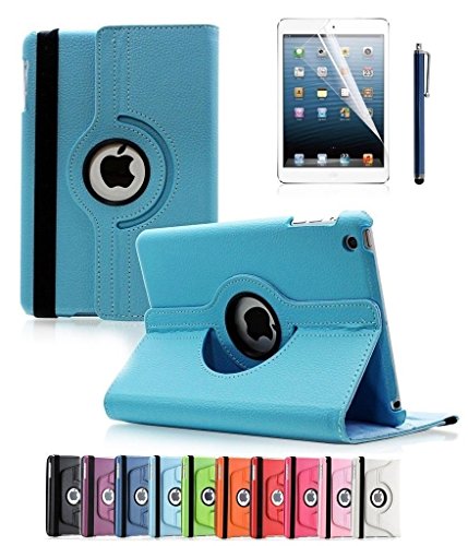 Funda de piel con atril Revesun para Apple iPad Mini conu00a0rotación 360u00b0 y patrón de mapa