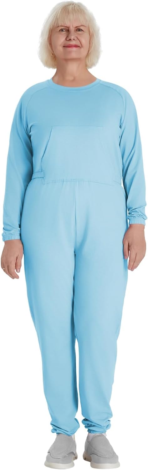 Codida Adaptive Women's Security Back-Zip Jumpsuit - Easy Care Romper for Elderly & Limited Mobility
