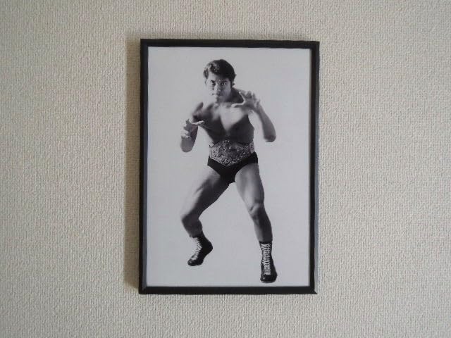 A4 額付き ポスター アントニオ猪木 前田明日 フォト 白黒 写真