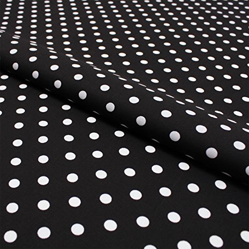 Stoff Meterware Punkte 7 mm Weiß auf Schwarz - 1 Meter Cover