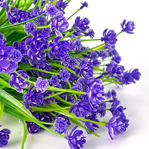 Turnmeon 8Pcs Corn Flower Artificial Flowers Outdoor Uv Resistant Fake Flowers,Faux Plastic Flower Greenery Shrubs Plants For Indoor Outside Planter Home Garden Window Box Porch Summer Decor(Purple) #TOP1