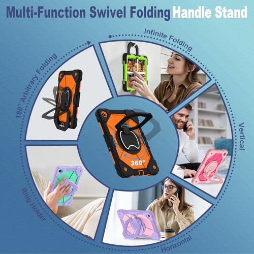 Image of WESOROL Case for Samsung Galaxy Tab A11 Plus Galaxy Tab A9 Plus 11 Inch,Shockproof Cover for Samsung Tablet A11+ /A9+ Case with Screen Protector 360 Rotating Stand Pencil Holder,Black Orange