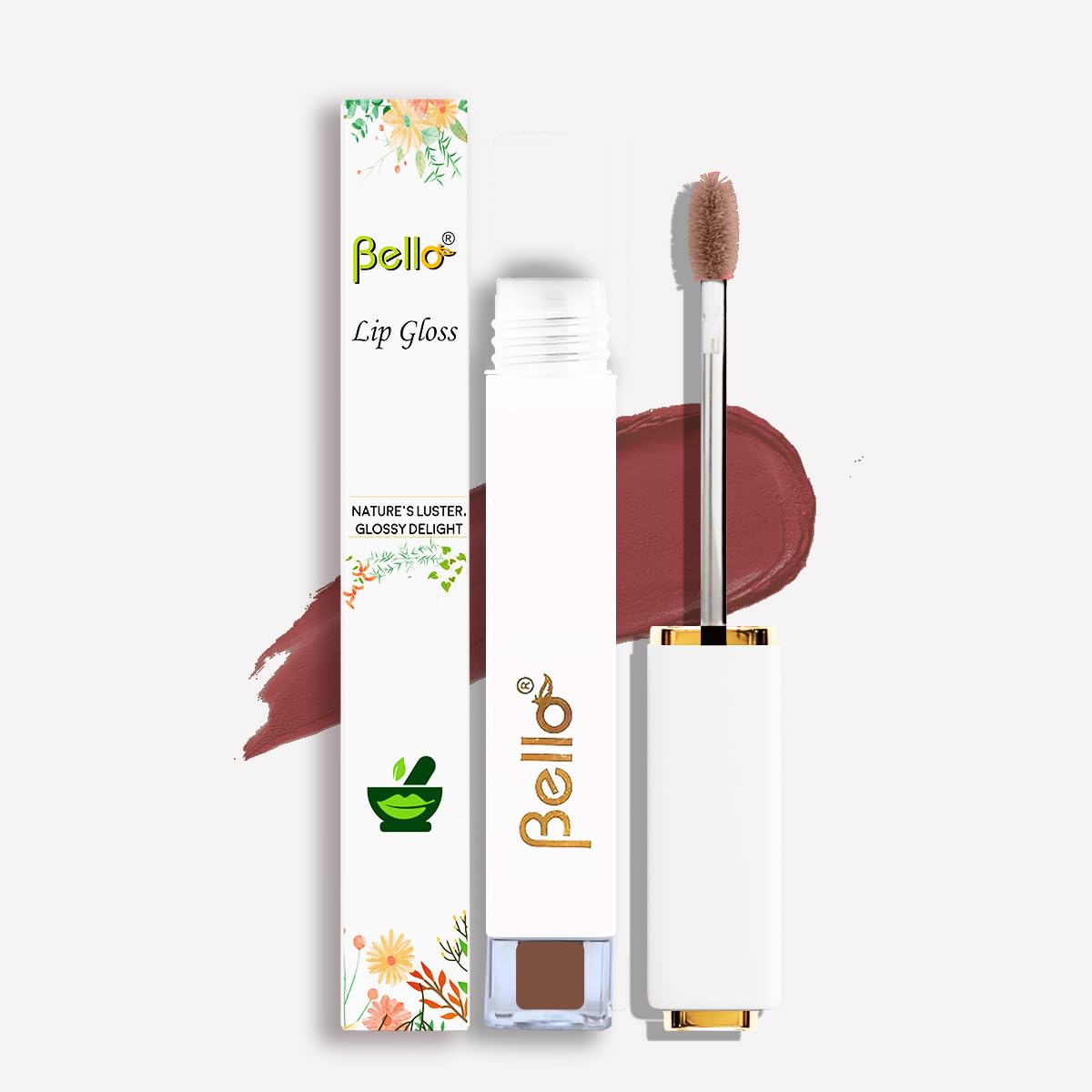 Bello Lip Gloss Natural & Shiny | Non-Sticky | Chemical-Free | Enriched with Carrot Seed Oil & Badam Oil | AYUSH Certified (Chocolate Dream, 4gms)