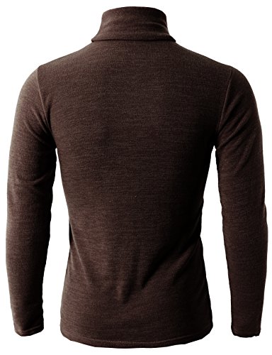 H2H Mens Slim Fit Turtleneck Pullover Sweater With Thermal Knitted Long Sleeves Brown Us L/Asia 3Xl (Kmttl028) #TOP4