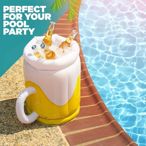 2 Pack Großer aufblasbarer Kühler,aufblasbare Bierkrug kühler,Drink Floatie fur oktoberfest Partyzubehör, Oktoberfest Gartenparty Party Karneval Fasching König
