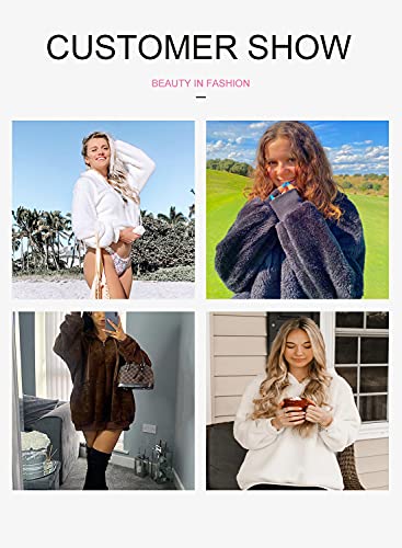Dokotoo Womens Plus Size Hoodies Cozy Soft Warm Winter Casual Solid Fuzzy Sweatshirt Sherpa Pullovers Outerwear Fashion Hooded With Pockets Blue X-Large #TOP4