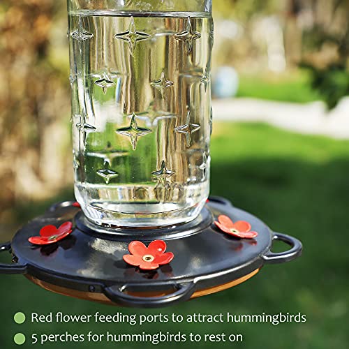 Forup 32 Ounces Glass Hummingbird Feeders For Outdoors, Hanging Hummingbird Bird Feeder For Outdoor Garden Tree Yard Outside Decoration, Clear #TOP3