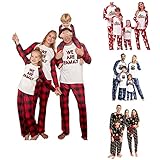 TYRT Weihnachten Schlafanzug Familien Pyjama Set Langarm+Hosen Familien Pyjama Zweiteilige Lang Outfit Set Christmas Hausanzug Partnerlook Fun Schlafanzug für Damen Herren Kind Baby