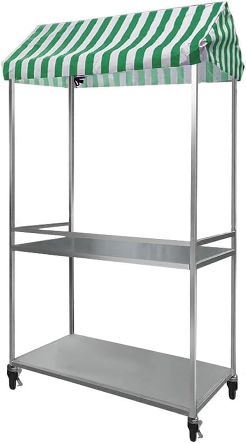 Espositore portatile a 2 ripiani su ruote, ideale per agricoltori, mercato, vendite alimentari, fiere, artigianato, robusto, leggero, facile da trasportare, versatile soluzione di vendita