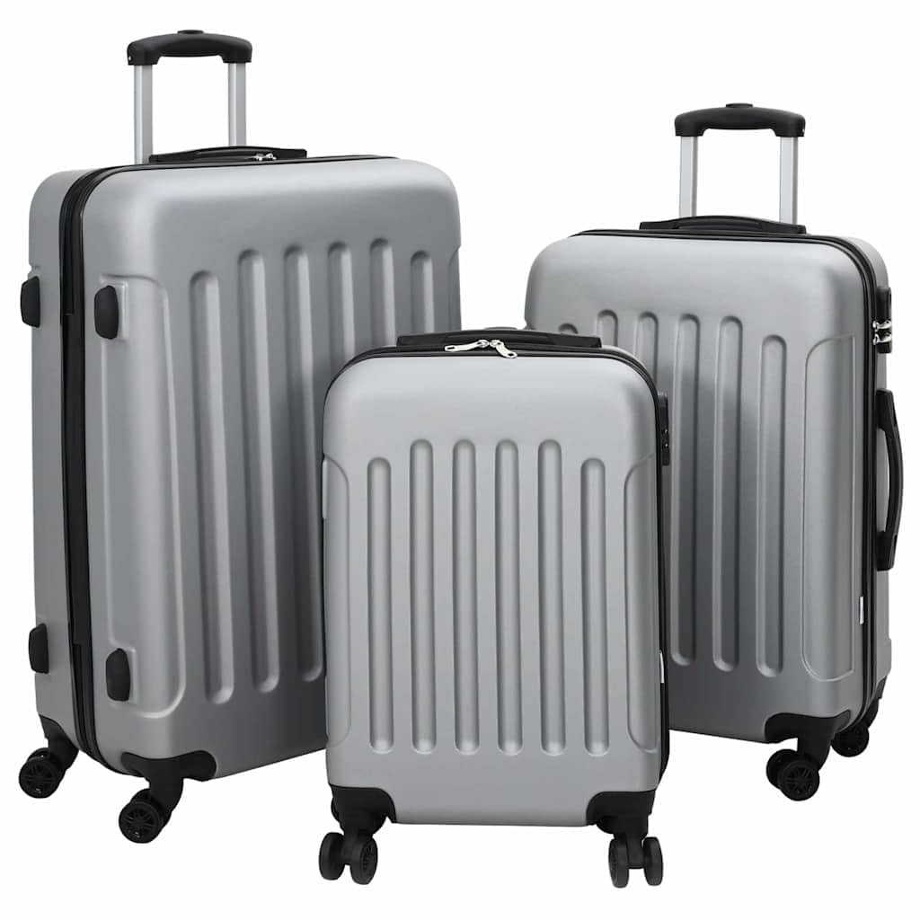 vidaXL Walizka Z blokadą 3 pcs Srebrny 50 x 31 x 78 cm Plastik ABS, Towarzysz podróży, wytrzymała, prostokątna walizka, bagaż, torba na lot, organizator na weekend
