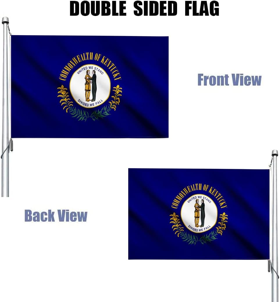 Kentucky Flag Outdoor 3x5 Ft Double Sided Heavy Duty Polyester Kentucky State Flag Long Lasting 4 Rows Hemming KY Flags with 2 Brass Grommets