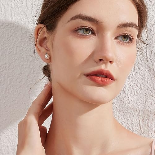 Han han Pearl Stud Earrings for Women 925 Sterling Silver, Pearl Jewelry Gift for Women 8MM-13MM3