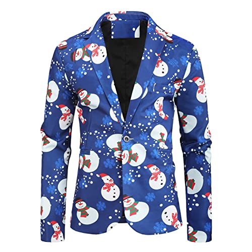 Veste de costume imprimé bonhomme de neige ultra chaude à boutons pour homme