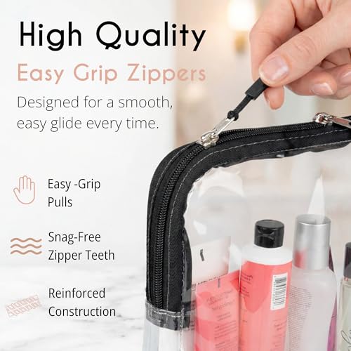 BORSALI TSA Approved Toiletry Bag - Clear Quart Size for 3-1-1 LIquids for Carry On Travel - Toiletries Organizer - Cosmetic Pouch with Zipper - Travel Accessories by BORSALI - Image 3