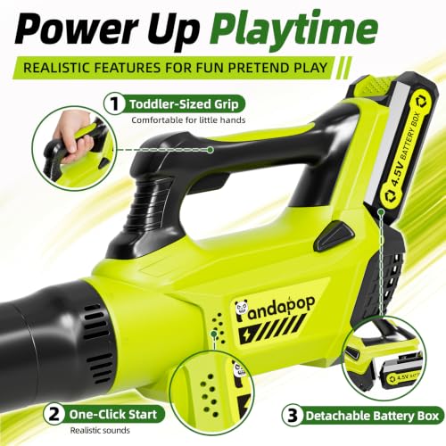 Image of Pandapop Kids Tools Set, Kids Leaf Blower with Upgraded Airflow & Sounds