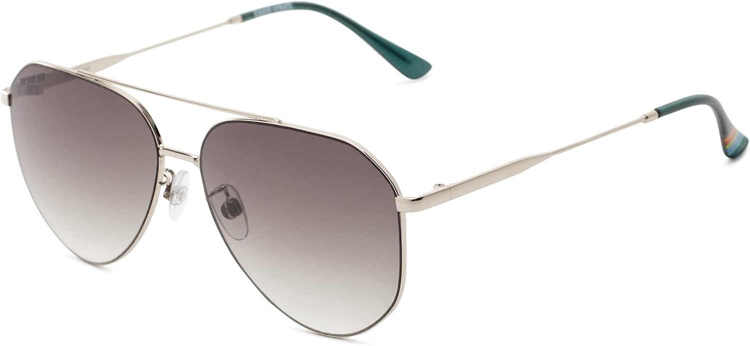 Foster Grant Sun Luv Good Vibes Aviator Sunglasses, Silver, 59mm,10260187.COM