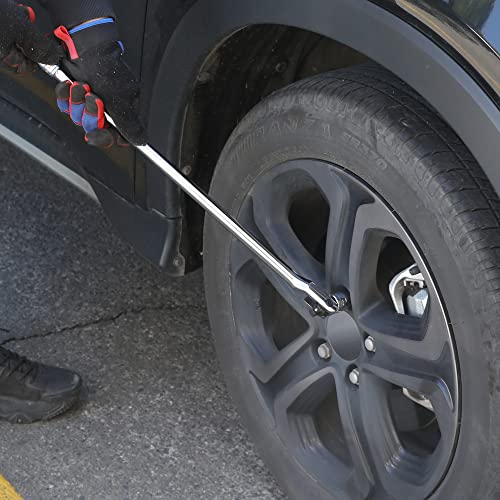 Workpro Dual Drive Breaker Bar, 3/8" & 1/2" Drive, Heavy Duty Breaker Bars, 24-Inch Length With 360° Rotatable Head, Spring-Loaded Detent Ball, Chrome Vanadium Steel Made #TOP7