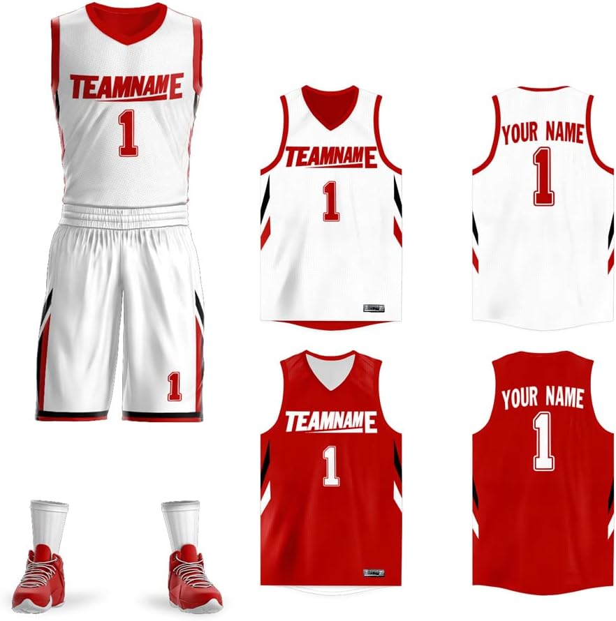 Custom Men Youth Reversible Basketball Jersey Uniform Printed Personalized Name Number Sportswear Big Size