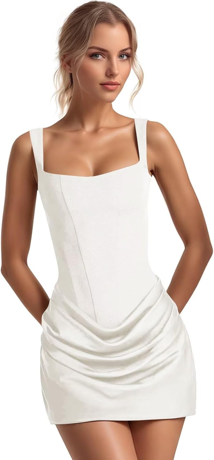 Spaghetti Straps Satin Homecoming Dresses for Teens Mermaid Short Prom Dress Corset...