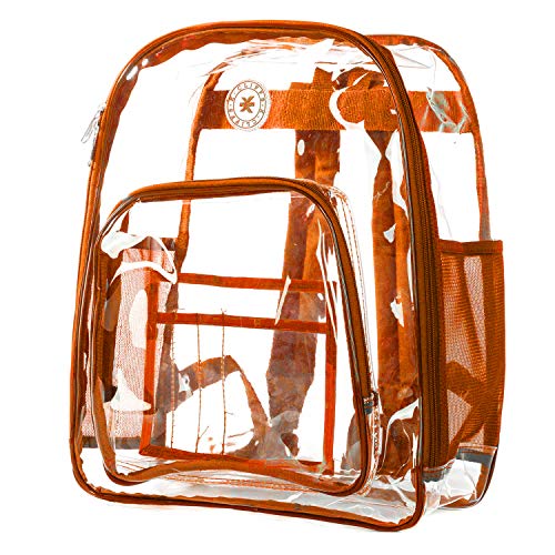 Heavy Duty Clear Backpack Transparent Quality School Bag Large See Through Student Daypack Security Workbag Orange