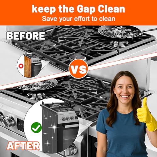 Image of Stainless Steel Stove Gap Covers, Adjustable 13.8 inch to 27.5 inch, 2 Pack