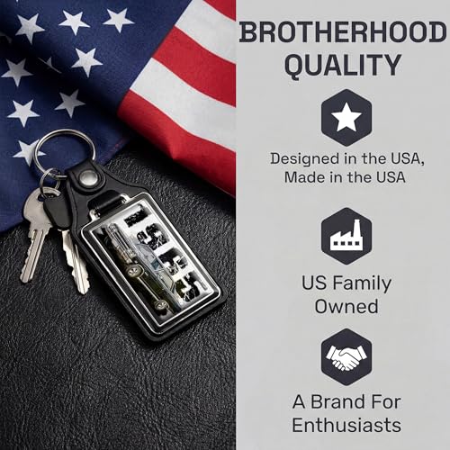 Image of Brotherhood 1965 Compatible with Chevelle SS Black Design Key Chain Key Holder Key Ring For Men Heavy Duty Car Key Ring For Men and Women