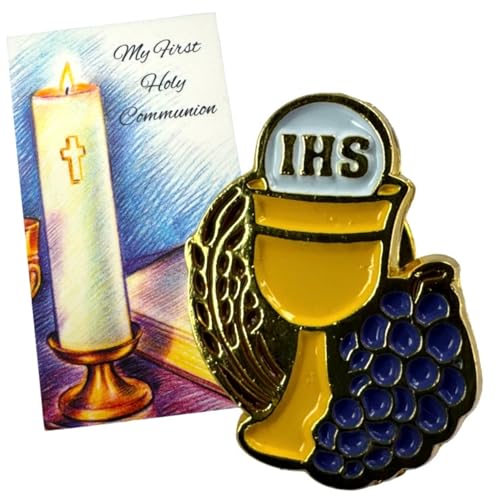 First Communion Chalice Pin Set Metal Chalice Lapel with Holy Card
