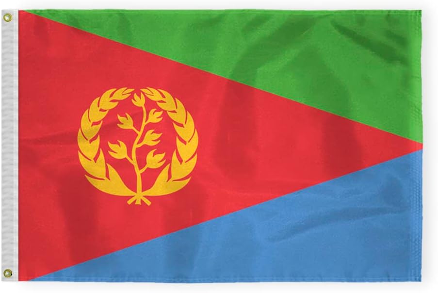 AGAS Eritrea Flag 2x3 ft Outdoor 200D Nylon Double Stitched Hem Never Rust Brass Grommets Canvas Header Eritrean National Flag