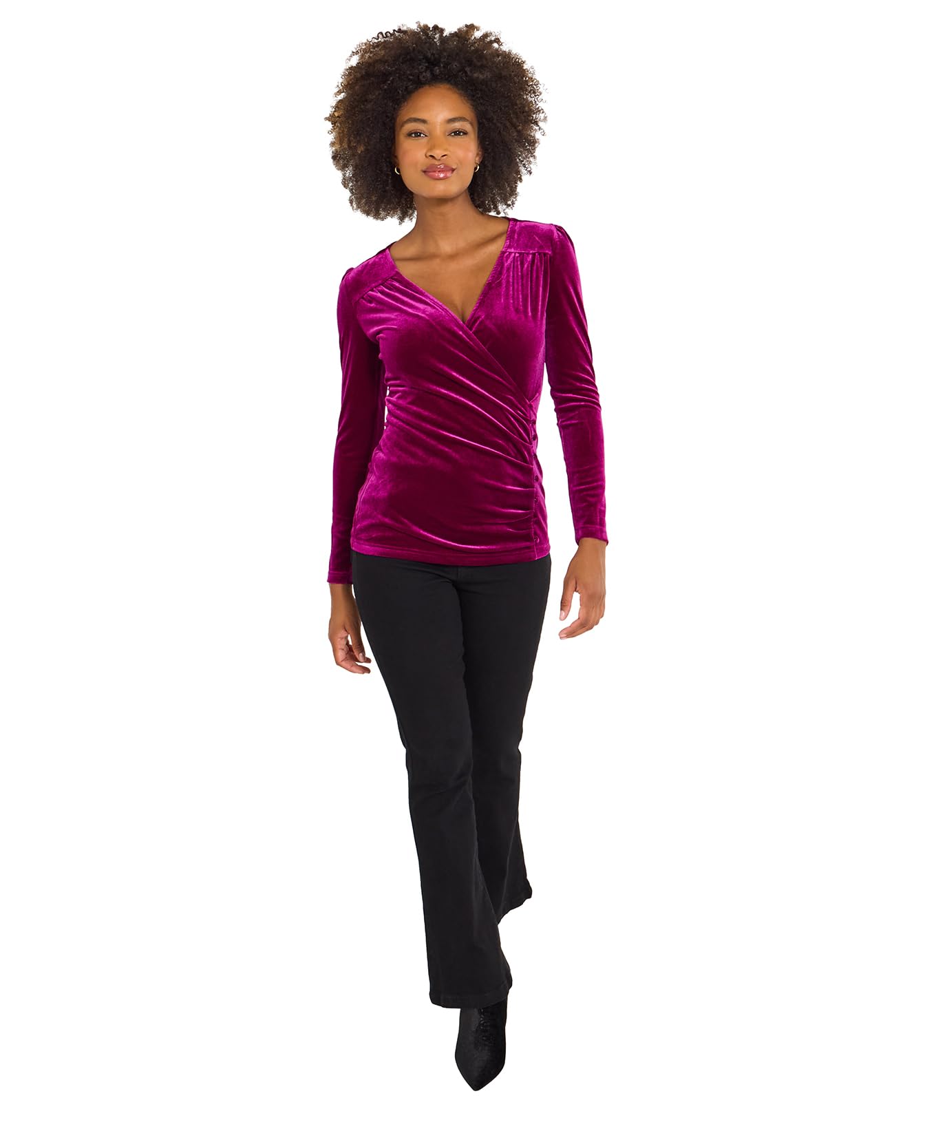 Joe Browns Women's Mock Wrap Velour Top, Regular, Green, UK 18